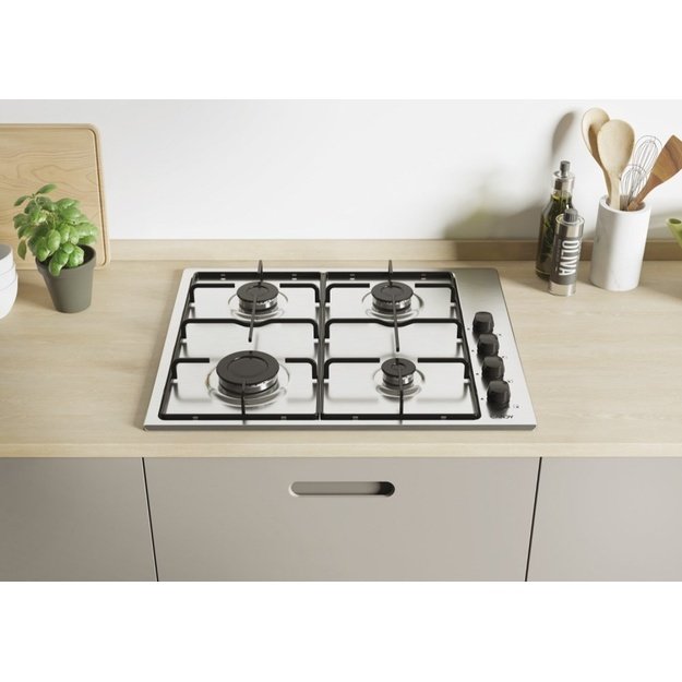 Candy Hob | Idea CHW6LBX/4U2 | Gas | Number of burners/cooking zones 4 | Knob | Stainless Steel