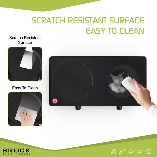 Brock EP 200 BK Two Ring Electric Hob 2500W, Black