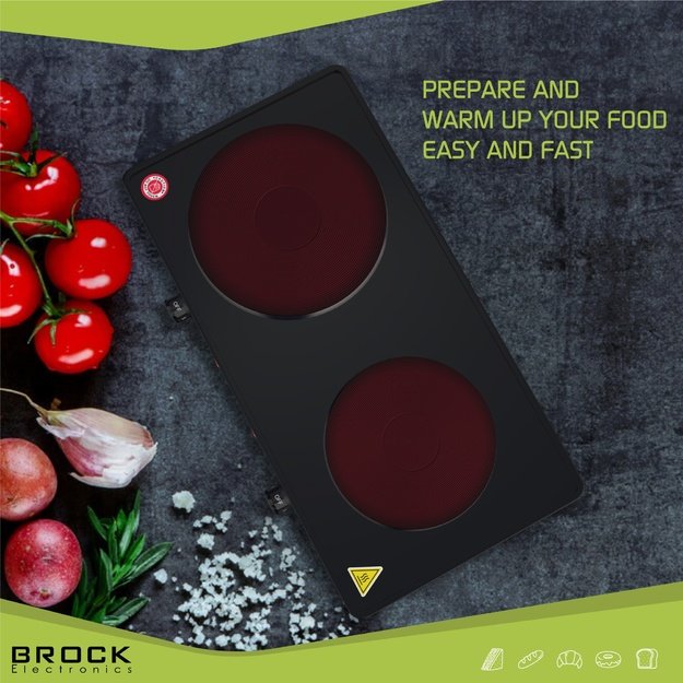 Brock EP 200 BK Two Ring Electric Hob 2500W, Black