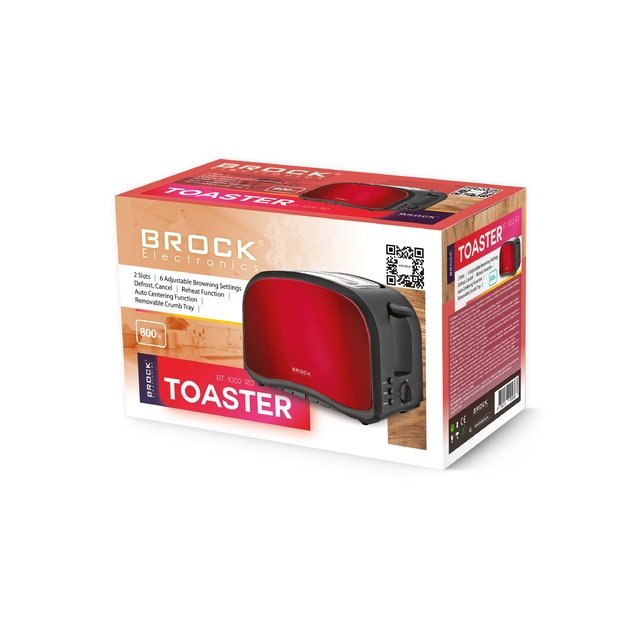Brock BT 1002 RD Toaster 800W, Red