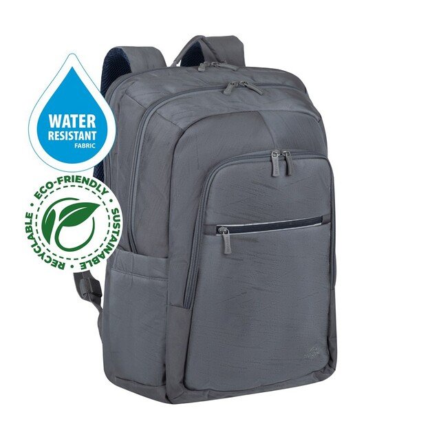 RIVACASE 7569 Laptop Backpack 17.3  Alpendorf ECO, grey, waterproof material, eco rPet, pockets for smartphone, documents,