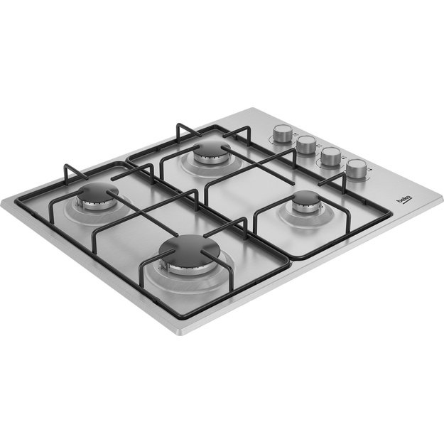 Beko HIBG64120SX 60cm Gas Hob with Side Knob Controls