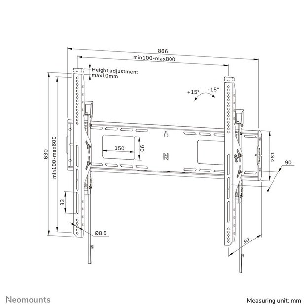 Neomounts Wall Mount LEVEL-750 (XL, 100 kg, tilta)