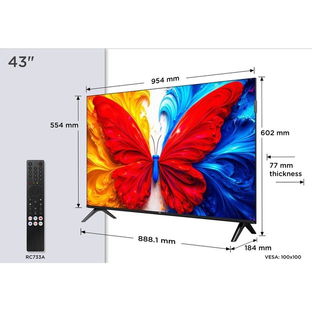 TCL S5L 43S5L TV 109.2 cm (43 ) Full HD Smart TV Wi-Fi Black 300 cd/m&sup2;