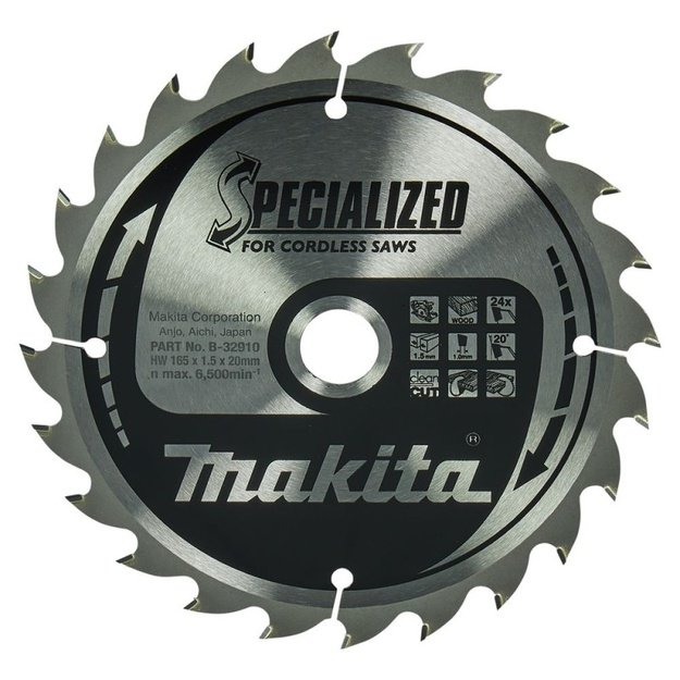 Pjovimo diskas MAKITA 165x1,5x20mm Z24 20&deg;