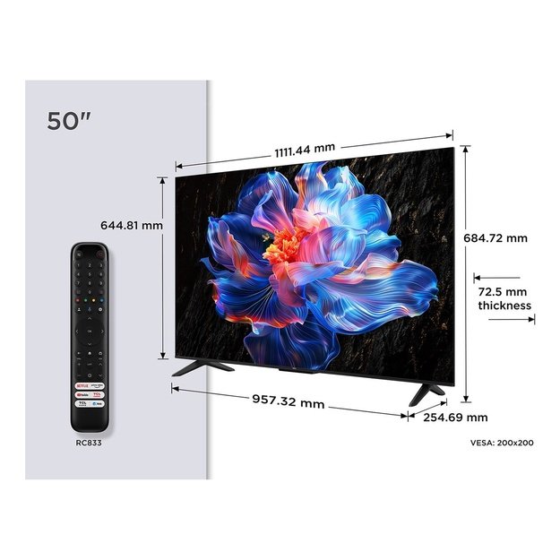 TCL P6K 50P6K TV 127 cm (50 ) 4K Ultra HD Smart TV Wi-Fi Metallic