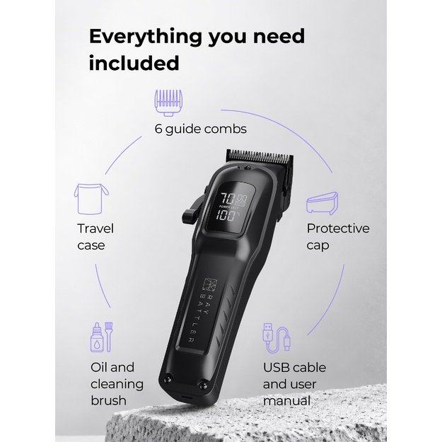 Ray Battler RB 6920 Hair Clipper + 6 Guide Combs