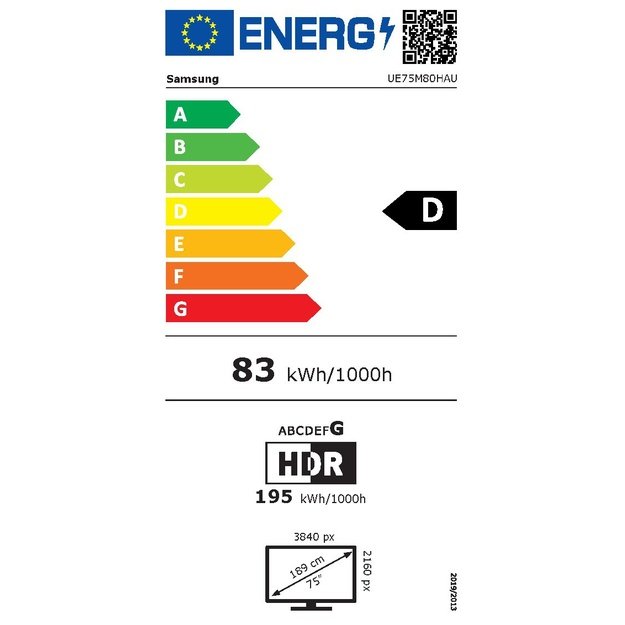 Samsung M80H 190.5 cm (75 ) 4K Ultra HD Smart TV Wi-Fi Black