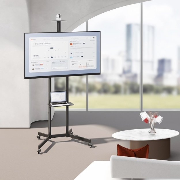 Maclean TV stand / cart, camera shelf, on wheels, 37-70 , max load 45kg/5kg shelf, max. VESA 600x400, MC-113 B