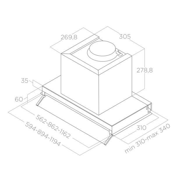 Įmontuojamas gartraukis Elica BOXIN ADVANCE  IX/A/60, PRF0180599A