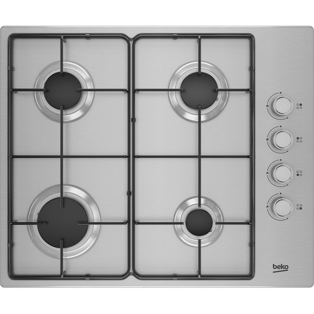 Beko HIBG64120SX 60cm Gas Hob with Side Knob Controls