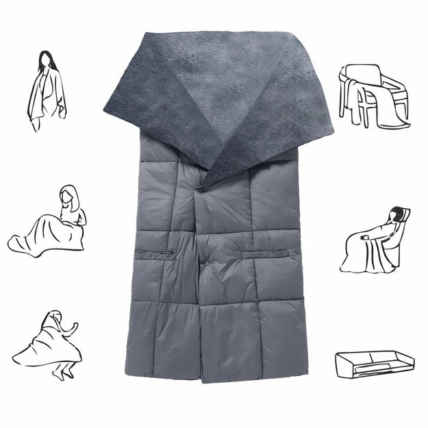 Blauberg BL-PK01 Heated Poncho Blanket, One Size, Grey