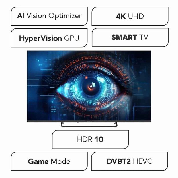 Manta MATV002LUV50 50  Smart VIDAA TV LED 4K UHD with S2 DVBT2 H Set-Top Box.265/HEVC BT HDR Wi-Fi