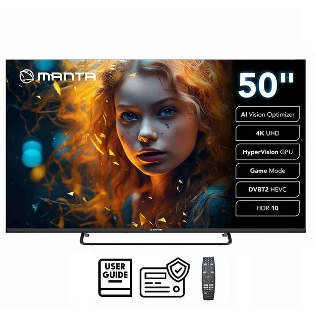 Manta MATV002LUV50 50  Smart VIDAA TV LED 4K UHD with S2 DVBT2 H Set-Top Box.265/HEVC BT HDR Wi-Fi