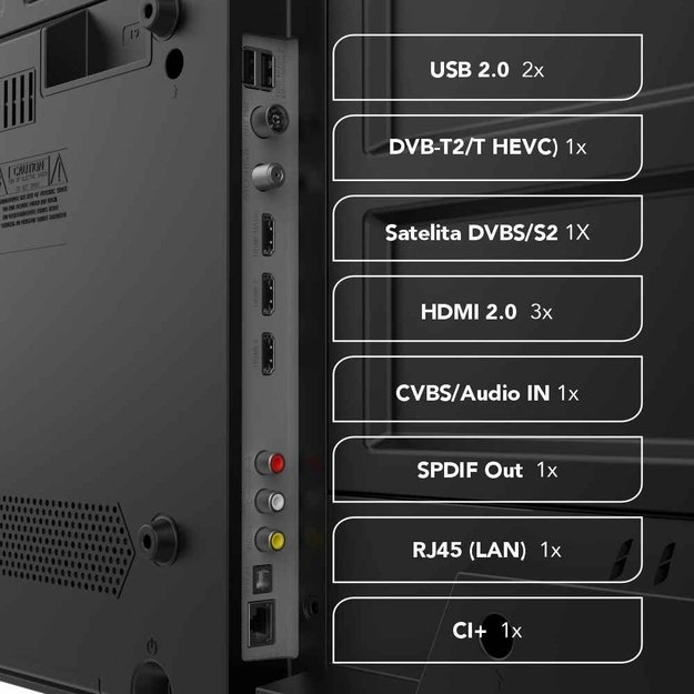 Manta MATV002LUV50 50  Smart VIDAA TV LED 4K UHD with S2 DVBT2 H Set-Top Box.265/HEVC BT HDR Wi-Fi