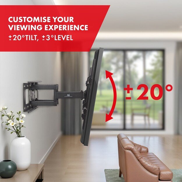 Maclean TV Mount, max VESA 600x400, 32-85 , 60kg, horizontal and vertical angle adjustment, profile 65-390mm, black, MC-789 9