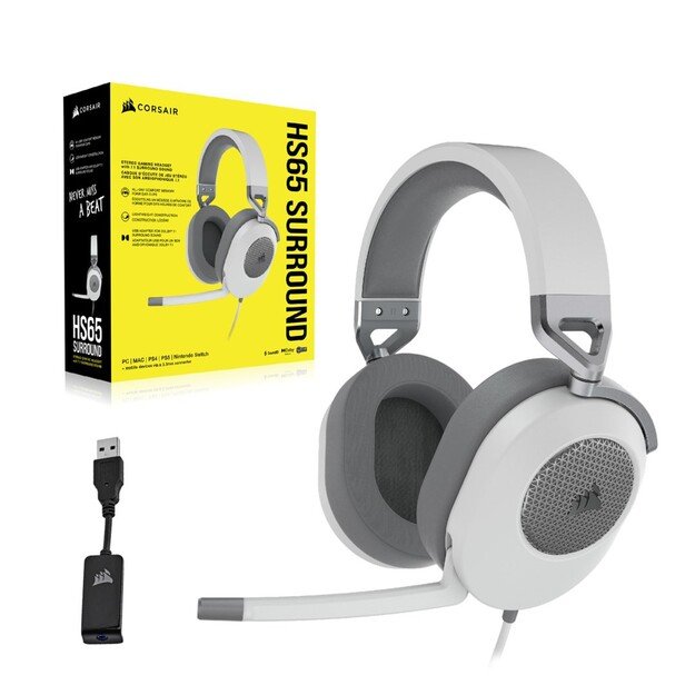 Corsair HS65 SURROUND Headset Wired Handheld Gaming White 1