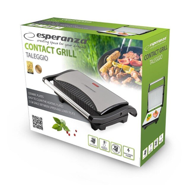 Grill electric tabletop Esperanza Taleggio EKG006 (contact, 750W, inox color) 1