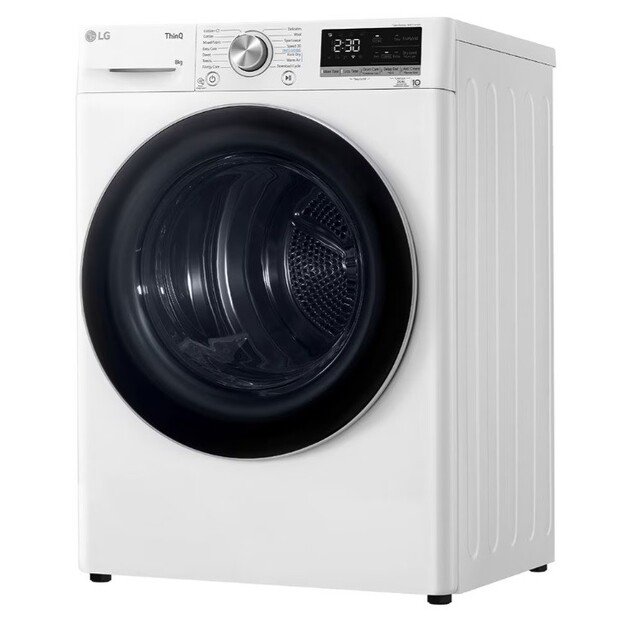 LG Dryer Machine | RH80V9AV3N | Energy efficiency class C | Front loading | 8 kg | LED | Depth 69 cm | Wi-Fi | White