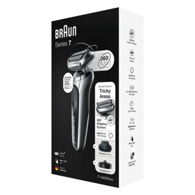 Braun | Shaver | 71-S4200cs | Operating time (max) 50 min | Wet & Dry | Silver/Black 1