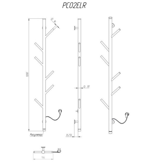 Rank&scaron;luosčių džiovintuvas Kosser Stijka 1200x30 ELR reg. baltas 1