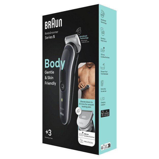 Braun BodyGroomer Body groomer 5 BG5350, with SkinShield technology and 2 attachments 1