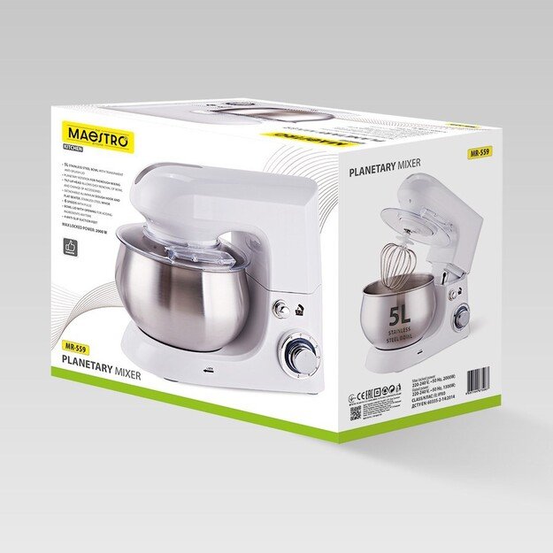 Planetary mixer MAESTRO MR-559 with bowl 5.0l, 2000W White 2