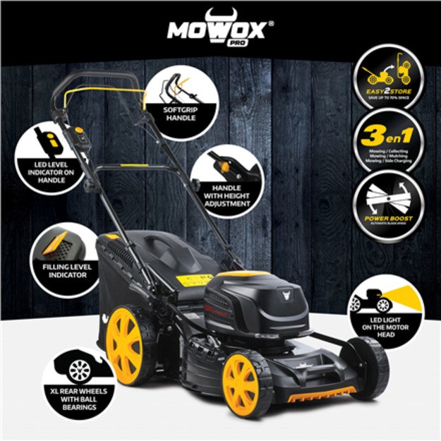 MoWox | 62V Excel Series Cordless Lawnmower | EM 4662 SX-Li | Mowing Area 750 m² | 4000 mAh | Battery and Charger included