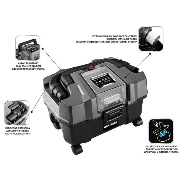 Workshop vacuum cleaner Energy+ 18V, Li-Ion, 10 L, without battery