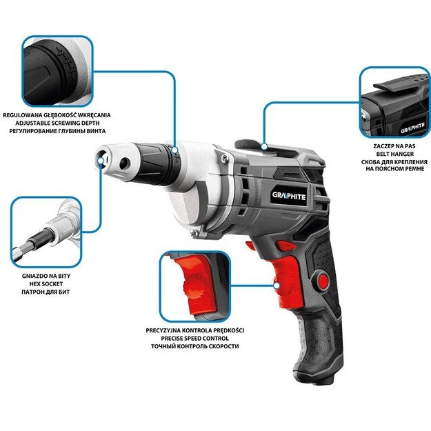 Corded drill driver 520W, speed 0-4200 min?1, case