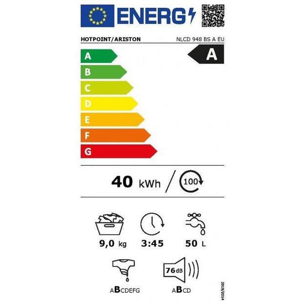 Juodos spalvos skalbyklė Hotpoint Ariston NLCD 948 BS A EU