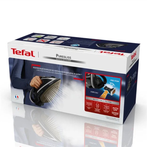 TEFAL | FV8062 Puregliss | Steam Iron | 3000 W | Water tank capacity 0.27 ml | Continuous steam 50 g