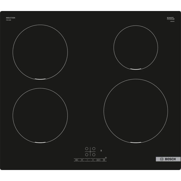 Bosch Hob | PIE611BB5E | Induction | Number of burners/cooking zones 4 | Touch | Timer | Black | Display