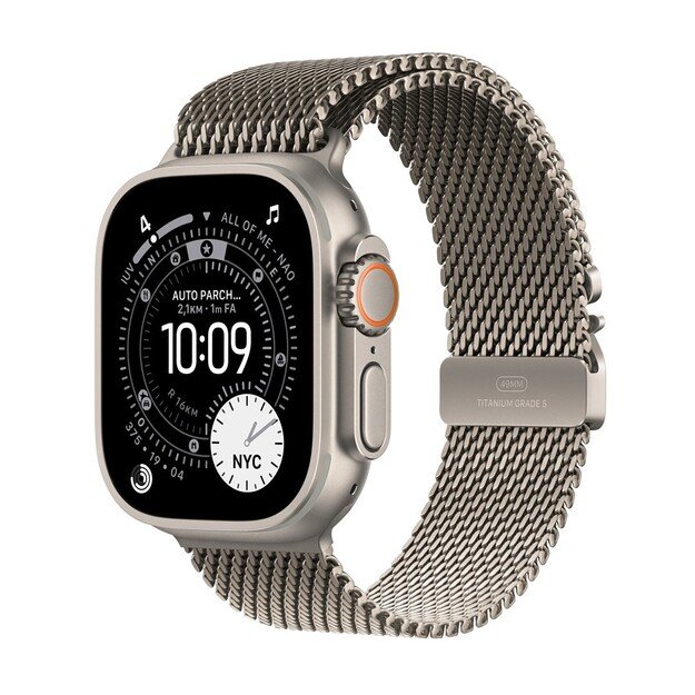 Apple Watch Ultra 3 GPS + Cellular 49mm Natural Titanium Case with Natural Titanium Milanese Loop - Medium