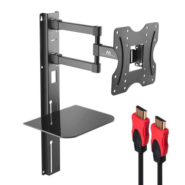 TV Mount with DVD Shelf Maclean, vesa 200x200 , 23 -42 , 30kg, MC-771+CABLE CABLE HDMI 2.0 4K 3D UHD 1.8m COPPER 48 bit