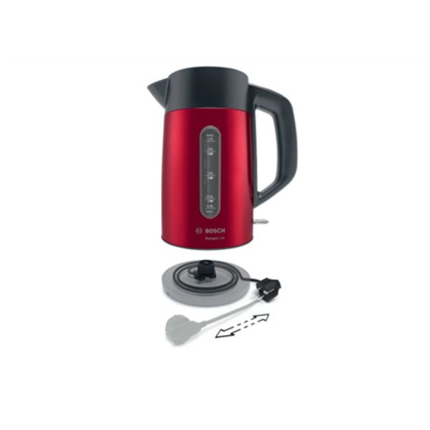 Bosch | Kettle | DesignLine TWK4P434 | Electric | 2400 W | 1.7 L | Stainless steel | 360&deg; rotational base | Red/Black