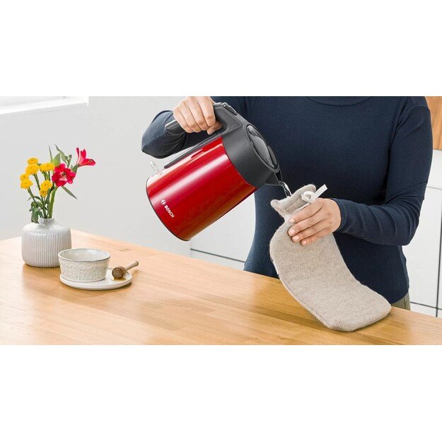 Electric kettle Bosch TWK 7L464, 2400 W, 1.7 l Red