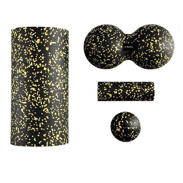 HMS FSBM04 massage set rollers and balls (4 pcs) black/yellow