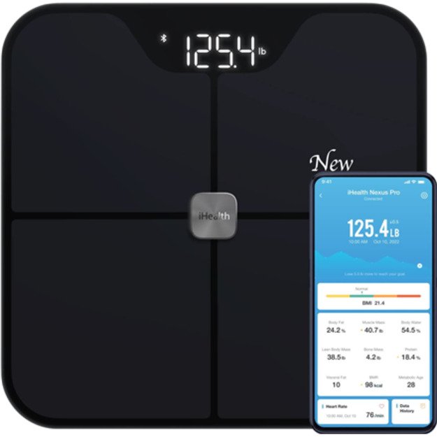 iHealth | Wireless Body Composition Scale | Nexus Pro | Maximum weight (capacity) 181 kg | Body Mass Index (BMI) measuring | Bla