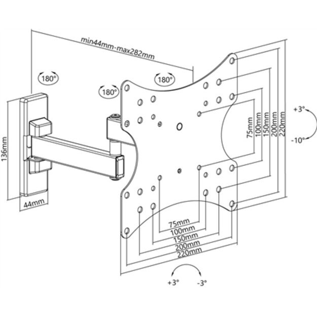 Goobay | Wall mount | 49714 FULLMOTION (S) | Tilt, Swivel | TV wall mount Basic   | Black