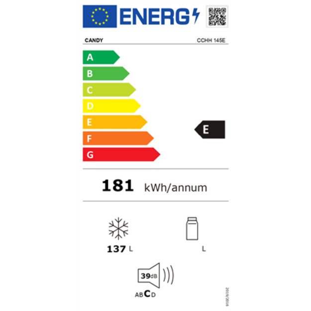 Candy | Freezer | CCHH 145E | Energy efficiency class E | Chest | Free standing | Height 84.5 cm | Total net capacity 137 L | Wh