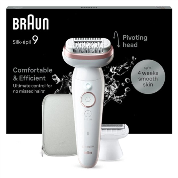 Braun Epilator | SES9-030 Silk épil 9 | Operating time (max) 50 min | Number of power levels 2 | Wet & Dry | White/Rose