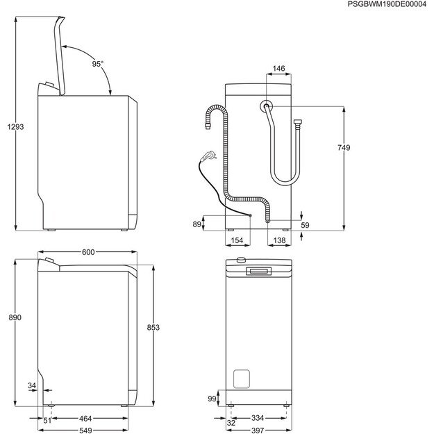 Electrolux EW2TN5261FP Top loading washing machine 6 kg 1200 rpm white