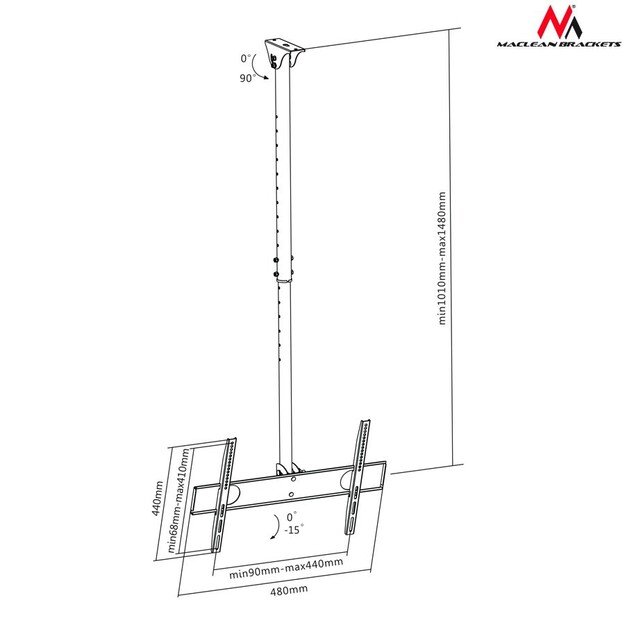 Maclean MC-631 Wall Bracket, Universal Ceiling Bracket Maclean MC-541, LCD LED Plasma 32  - 55  up to 50kg