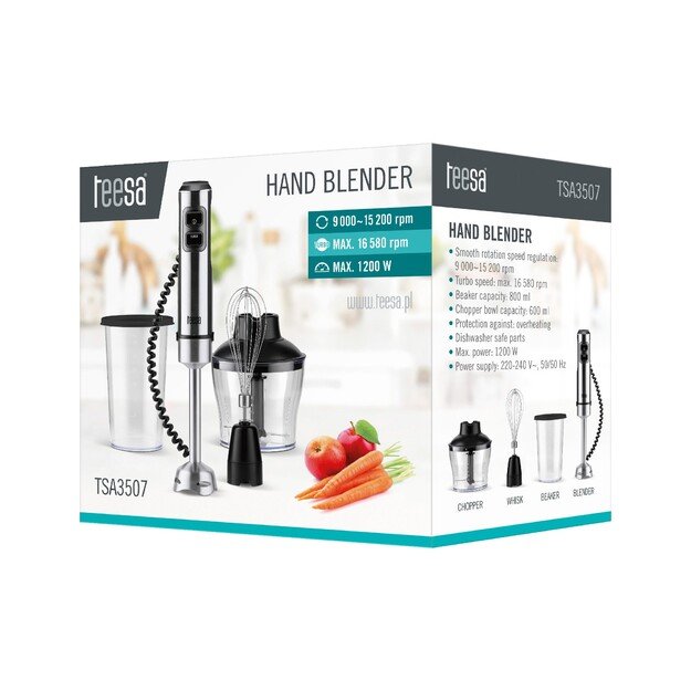 Teesa TSA3507 blender 0.6 L 1200 W Black, Silver