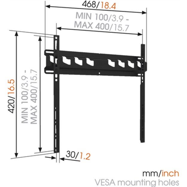 Vogels | Wall mount | MA3000-A | Fixed | 32-55   | Maximum weight (capacity) 60 kg | Black