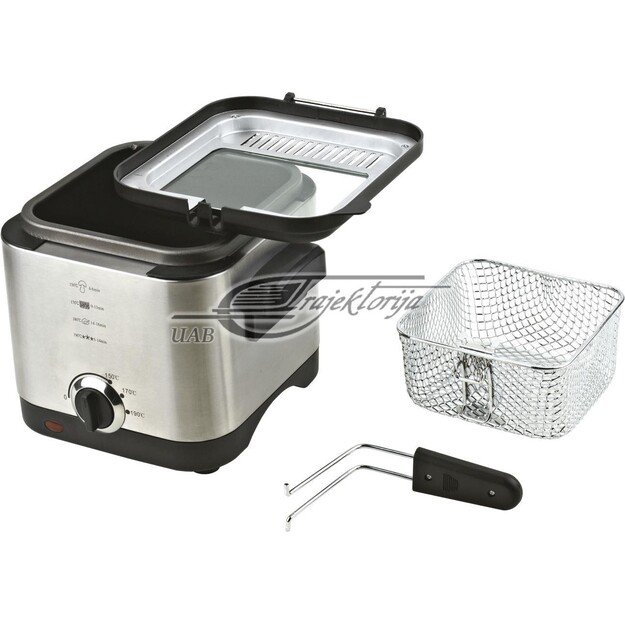 Mesko Home MS 4910 fryer Single 1.5 L Stand-alone 900 W Deep fryer Black, Satin steel