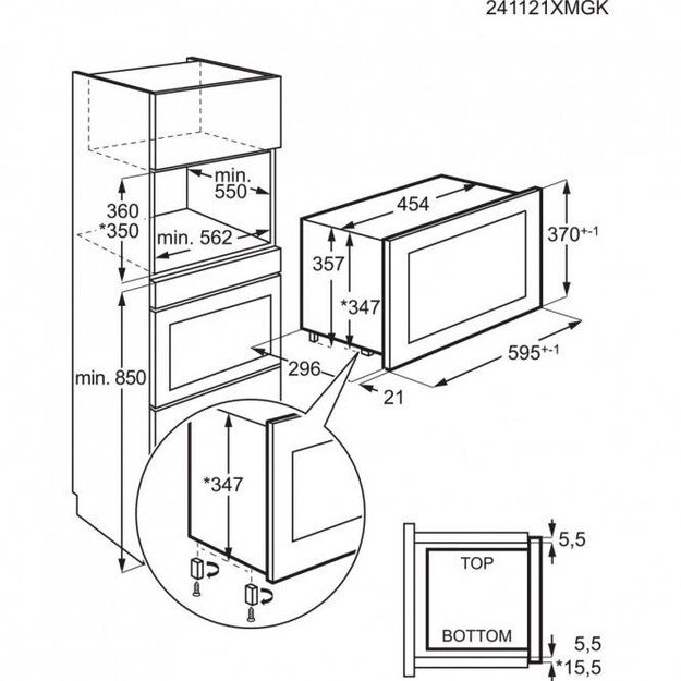 Juodos spalvos 36cm auk&scaron;čio įmontuojama mikrobangų krosnelė AEG NMB6S171SB 3