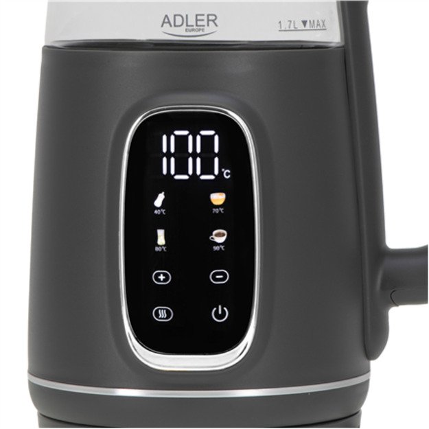 Adler Kettle with LED Display | AD 1305 | Electric | 2200 W | 1.7 L | Plastic | 360&deg; rotational base | Grey 10