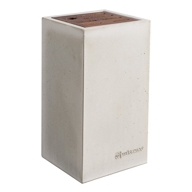 Knife block with wooden insert, grey